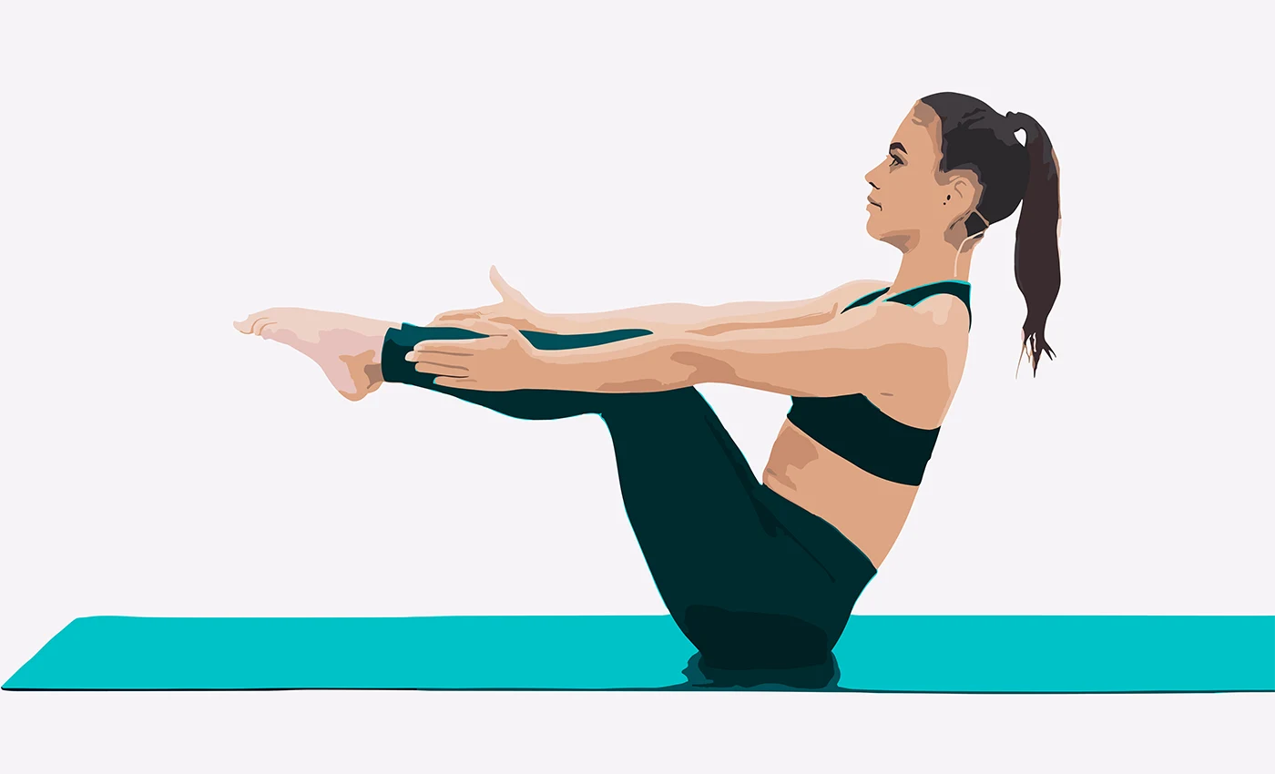 Premium Vector | Full boat yoga pose young woman practicing yoga exercise